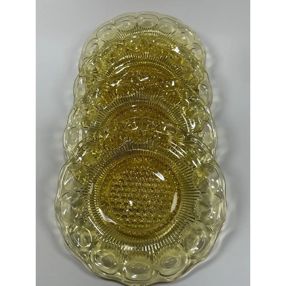 Bartlett Collins St. Genevieve Amber Glass Bread & Butter Plates‎ 1960s Set Of 4